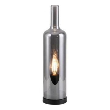 JUST LIGHT. 14006-25 - Tischlampe BOTTLE 1xE14/25W/230V schwarz/rauchfarben