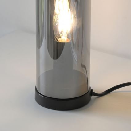 JUST LIGHT. 14006-25 - Tischlampe BOTTLE 1xE14/25W/230V schwarz/rauchfarben