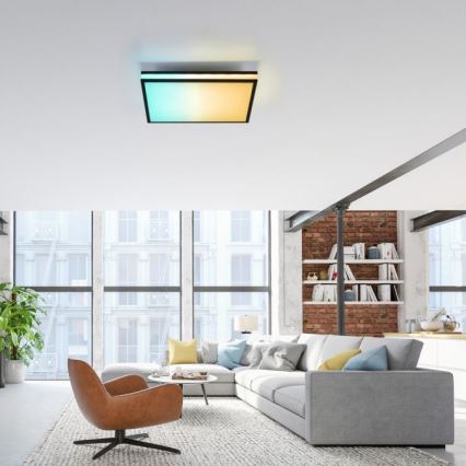 JUST LIGHT. 14110-18 - Dimmbare LED-RGBW-Deckenleuchte MARIO BLACK LED/19,5W/230V 2700-5000K + Fernbedienung