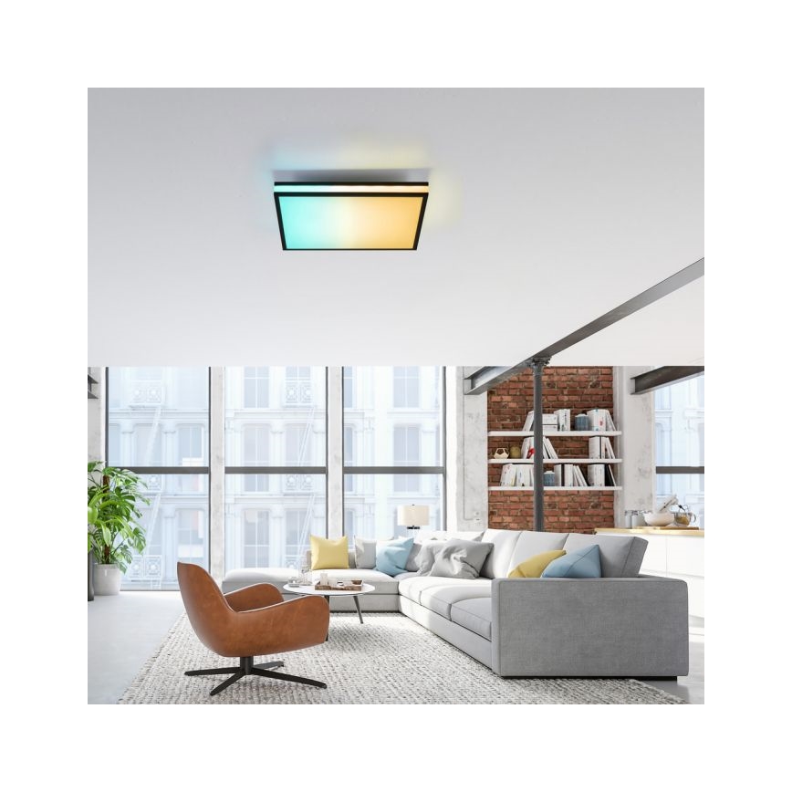 JUST LIGHT. 14110-18 - Dimmbare LED-RGBW-Deckenleuchte MARIO BLACK LED/19,5W/230V 2700-5000K + Fernbedienung
