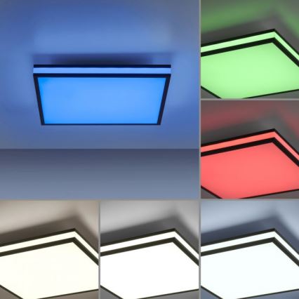 JUST LIGHT. 14110-18 - Dimmbare LED-RGBW-Deckenleuchte MARIO BLACK LED/19,5W/230V 2700-5000K + Fernbedienung