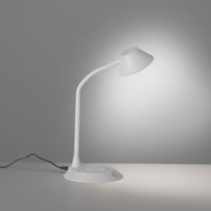 JUST LIGHT. 14414-16 - LED-dimmbare, flexible Tischlampe mit Touch-Bedienung und kabelloser Ladefunktion PUCKI LED/4,5W/230V weiß