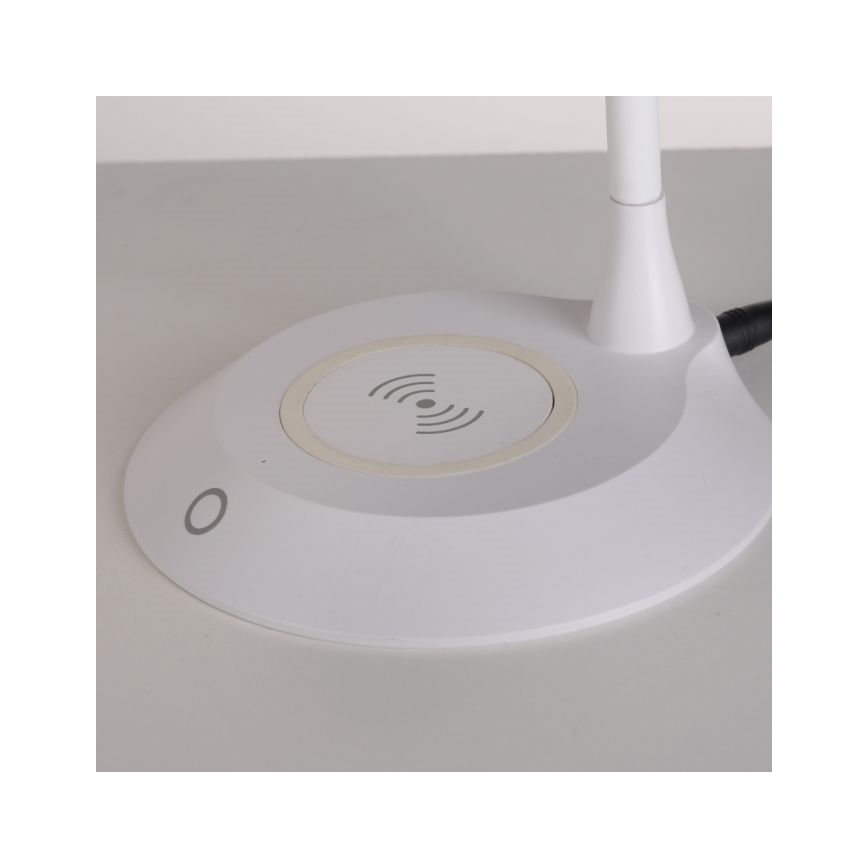 JUST LIGHT. 14414-16 - LED-dimmbare, flexible Tischlampe mit Touch-Bedienung und kabelloser Ladefunktion PUCKI LED/4,5W/230V weiß