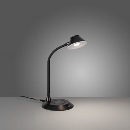 JUST LIGHT. 14414-18 - LED-dimmbare, flexible Touch-Tischlampe mit kabellosem Laden PUCKI LED/4,5W/230V schwarz