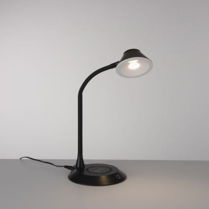 JUST LIGHT. 14414-18 - LED-dimmbare, flexible Touch-Tischlampe mit kabellosem Laden PUCKI LED/4,5W/230V schwarz