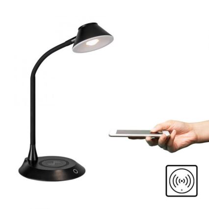 JUST LIGHT. 14414-18 - LED-dimmbare, flexible Touch-Tischlampe mit kabellosem Laden PUCKI LED/4,5W/230V schwarz