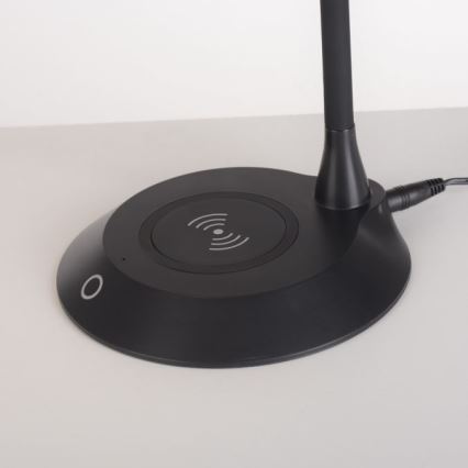 JUST LIGHT. 14414-18 - LED-dimmbare, flexible Touch-Tischlampe mit kabellosem Laden PUCKI LED/4,5W/230V schwarz