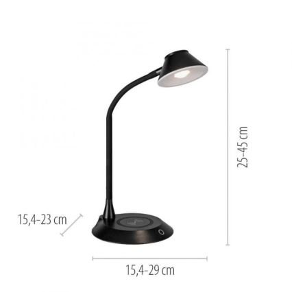 JUST LIGHT. 14414-18 - LED-dimmbare, flexible Touch-Tischlampe mit kabellosem Laden PUCKI LED/4,5W/230V schwarz