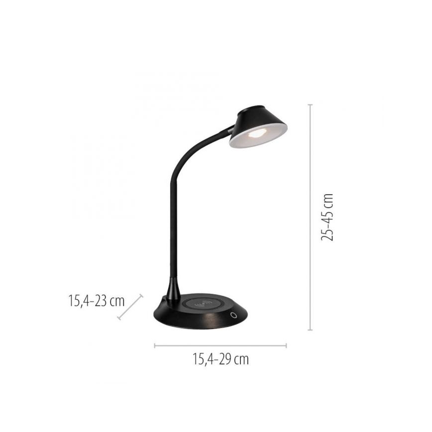 JUST LIGHT. 14414-18 - LED-dimmbare, flexible Touch-Tischlampe mit kabellosem Laden PUCKI LED/4,5W/230V schwarz