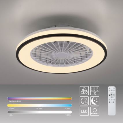 JUST LIGHT. 14447-18 - LED RGBW dimmbarer Deckenventilator mit Licht LENO LED/44W/230V 3000-6500K Ø 48,6 cm weiß + Fernbedienung