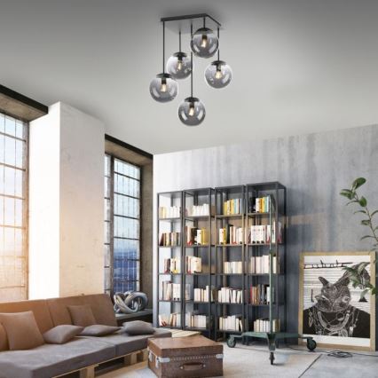 JUST LIGHT. 14602-18 - Deckenleuchte an Stange WIDOW 5xE14/25W/230V schwarz
