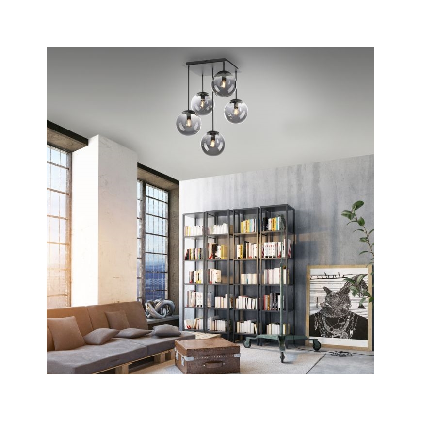 JUST LIGHT. 14602-18 - Deckenleuchte an Stange WIDOW 5xE14/25W/230V schwarz