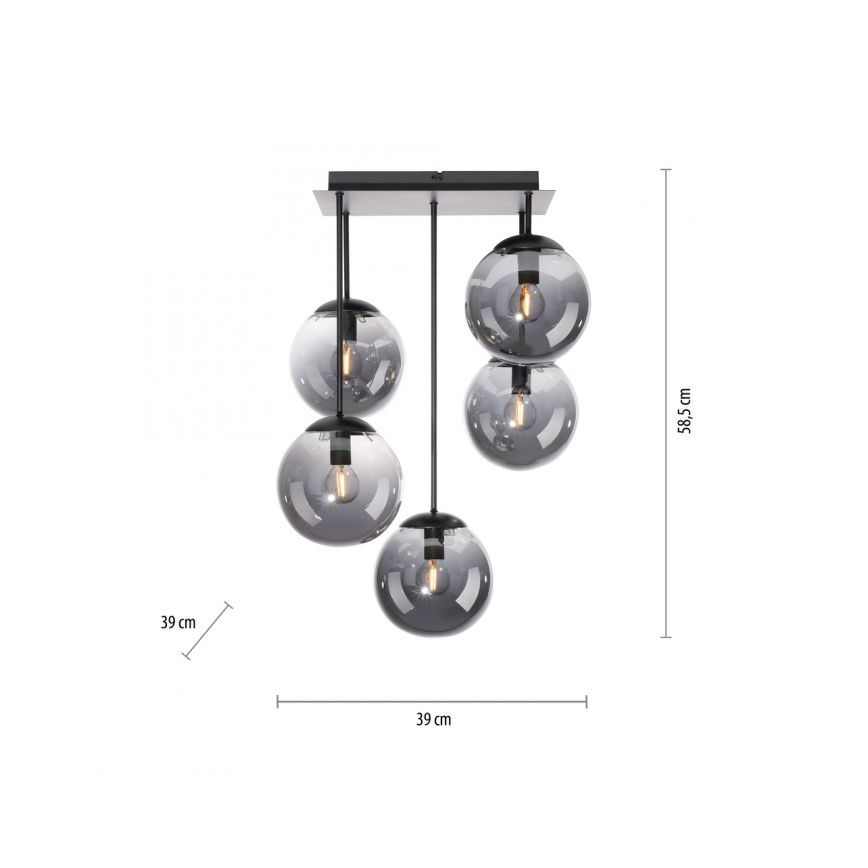 JUST LIGHT. 14602-18 - Deckenleuchte an Stange WIDOW 5xE14/25W/230V schwarz