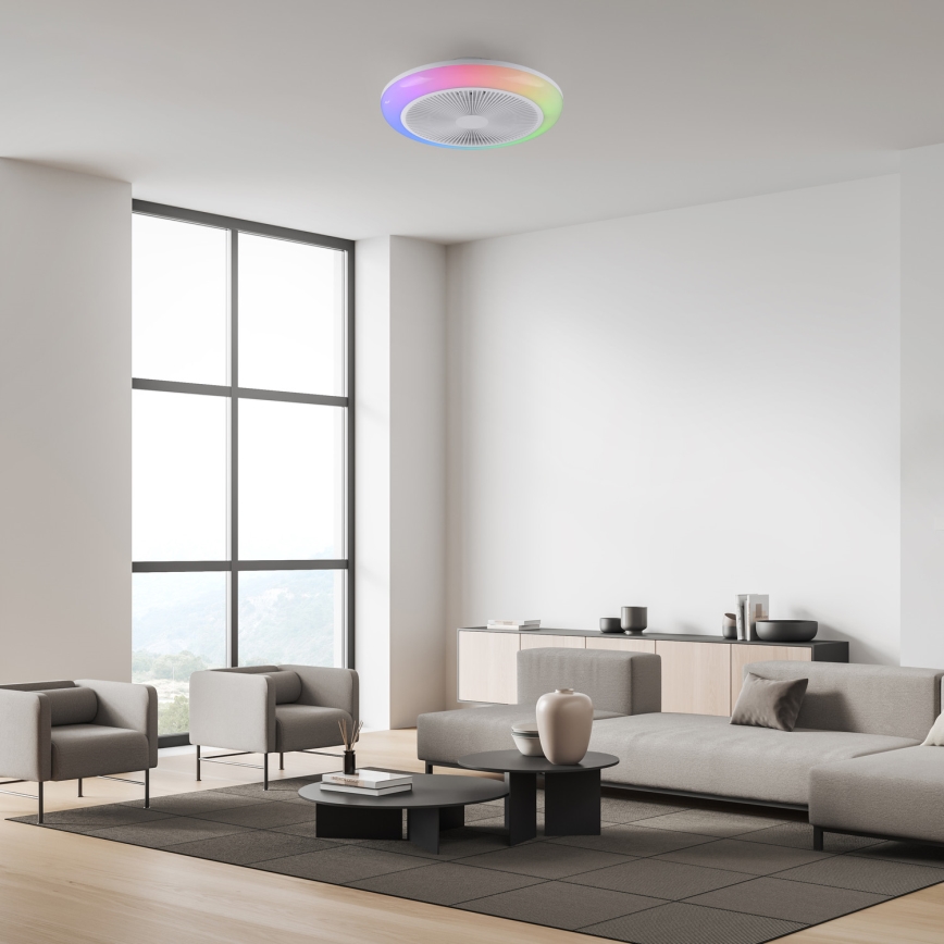 JUST LIGHT. 14623-16 - LED RGBW dimmbarer Deckenventilator mit Licht BRENDA LED/22W/230V 3000-6000K Ø 46 cm weiß + Fernbedienung