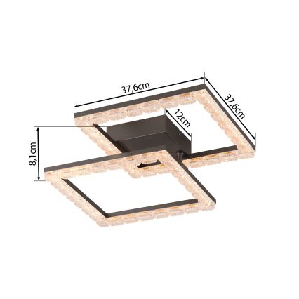 JUST LIGHT. 14732-18 - LED-Deckenleuchte GLITRA LED/17,5W/230V 37,6x37,6 cm schwarz
