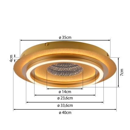 JUST LIGHT. 15089-60 - LED-Deckenleuchte CICHIO LED/36W/230V Ø 40 cm goldfarben