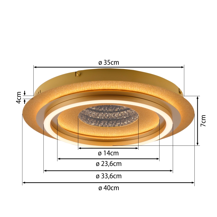 JUST LIGHT. 15089-60 - LED-Deckenleuchte CICHIO LED/36W/230V Ø 40 cm goldfarben