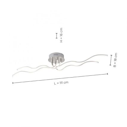 JUST LIGHT. 15126-55 - LED-Anbauleuchte WAVE LED/29,4W/230V matt Chrom