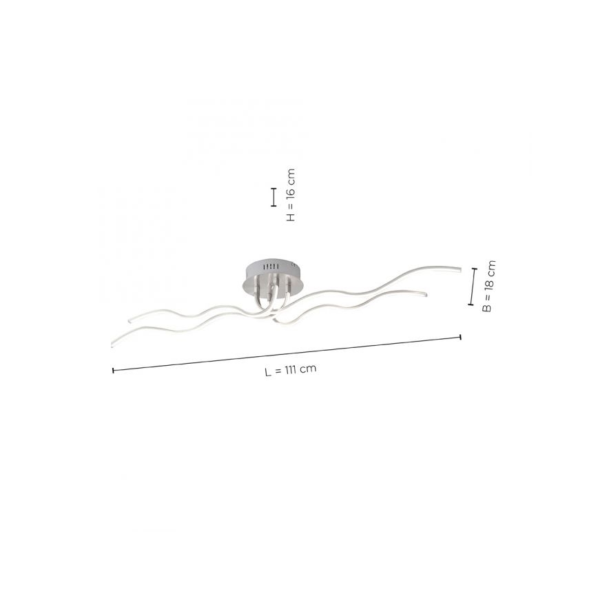 JUST LIGHT. 15126-55 - LED-Anbauleuchte WAVE LED/29,4W/230V matt Chrom