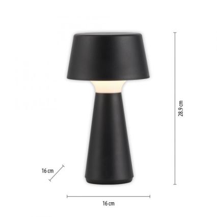 JUST LIGHT. 19260-18 - Dimmbare LED-Außenleuchte mit Touch-Funktion ABERA LED/3W/3,7V 2000 mAh USB IP54 schwarz