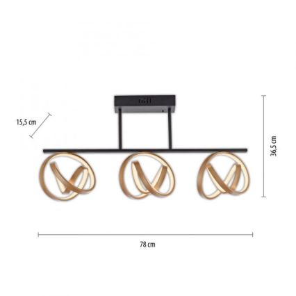 JUST LIGHT. 6245-18 - Dimmbare LED-Aufbauleuchte LOOP 3xLED/11W/230V 2700-5000K + Fernbedienung