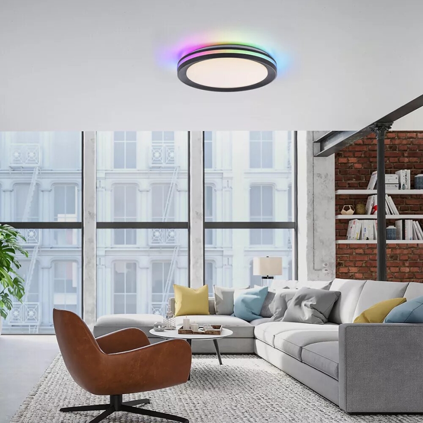 JUST LIGHT. 7509018 - Dimmbare LED-RGBW-Deckenleuchte GANGES LED/24W/230V 2700-5000K + Fernbedienung