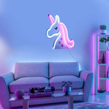 JUST LIGHT. 85025-70 - LED-Neon-Wanddekoration NEON LED/6,5W/5V Einhorn