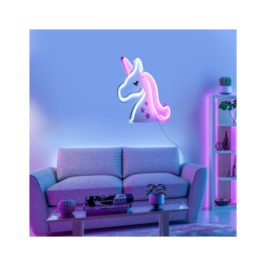 JUST LIGHT. 85025-70 - LED-Neon-Wanddekoration NEON LED/6,5W/5V Einhorn