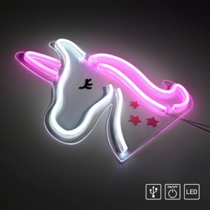 JUST LIGHT. 85025-70 - LED-Neon-Wanddekoration NEON LED/6,5W/5V Einhorn