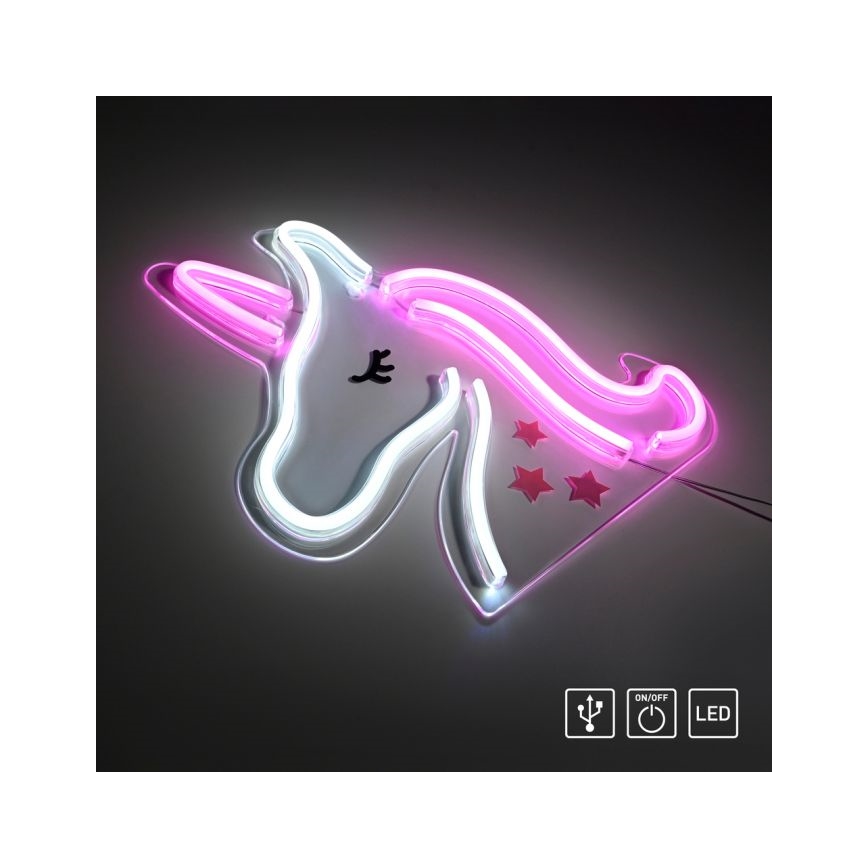 JUST LIGHT. 85025-70 - LED-Neon-Wanddekoration NEON LED/6,5W/5V Einhorn