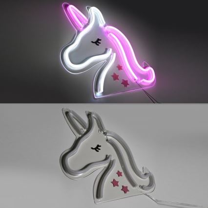 JUST LIGHT. 85025-70 - LED-Neon-Wanddekoration NEON LED/6,5W/5V Einhorn