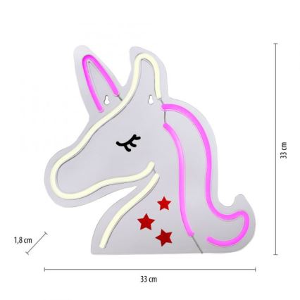 JUST LIGHT. 85025-70 - LED-Neon-Wanddekoration NEON LED/6,5W/5V Einhorn