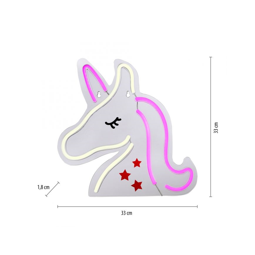JUST LIGHT. 85025-70 - LED-Neon-Wanddekoration NEON LED/6,5W/5V Einhorn