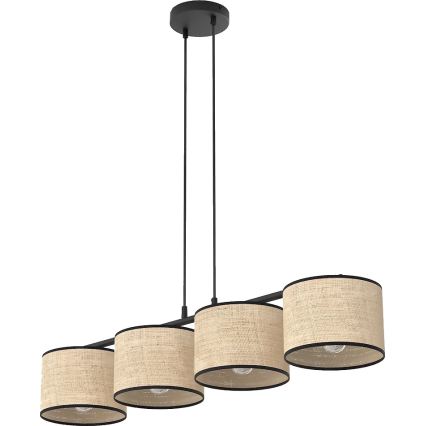 Kabel-Hängeleuchte ECO 4xE27/15W/230V beige/Rattan