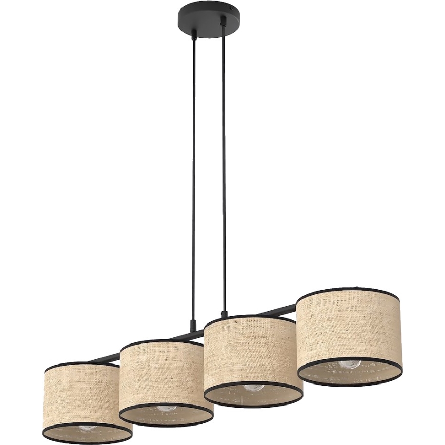 Kabel-Hängeleuchte ECO 4xE27/15W/230V beige/Rattan