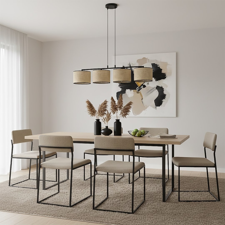 Kabel-Hängeleuchte ECO 4xE27/15W/230V beige/Rattan