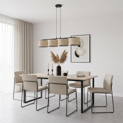 Kabel-Hängeleuchte ECO 4xE27/15W/230V beige/Rattan