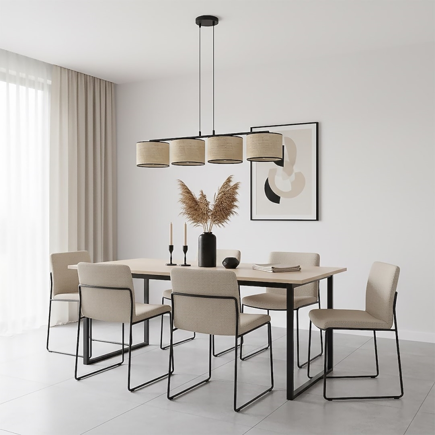 Kabel-Hängeleuchte ECO 4xE27/15W/230V beige/Rattan