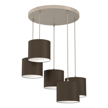 Kabel-Pendelleuchte ARDEN 5xE27/15W/230V beige/braun