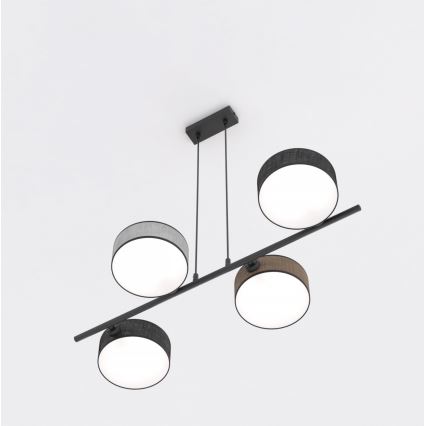 Kabel-Pendelleuchte DRUMZ 4xE14/10W/230V schwarz/braun/grau