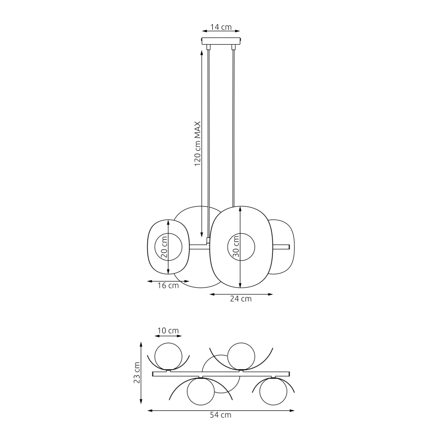 Kabel-Pendelleuchte ELEMENTI 4xG9/8W/230V, grau