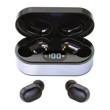 Kabellose Ohrhörer SPORT Bluetooth V5.0 + LED-Ladestation schwarz