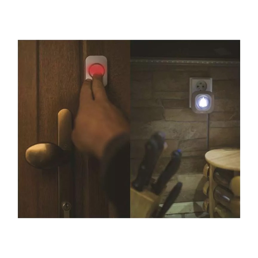 Kabellose Steckdosen-Türklingel 230V + 1xCR2032 IP44 grau