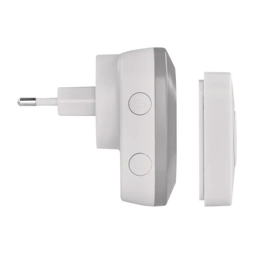 Kabellose Steckdosen-Türklingel 230V + 1xCR2032 IP44 grau
