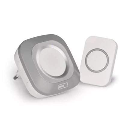 Kabellose Steckdosen-Türklingel 230V + 1xCR2032 IP44 grau