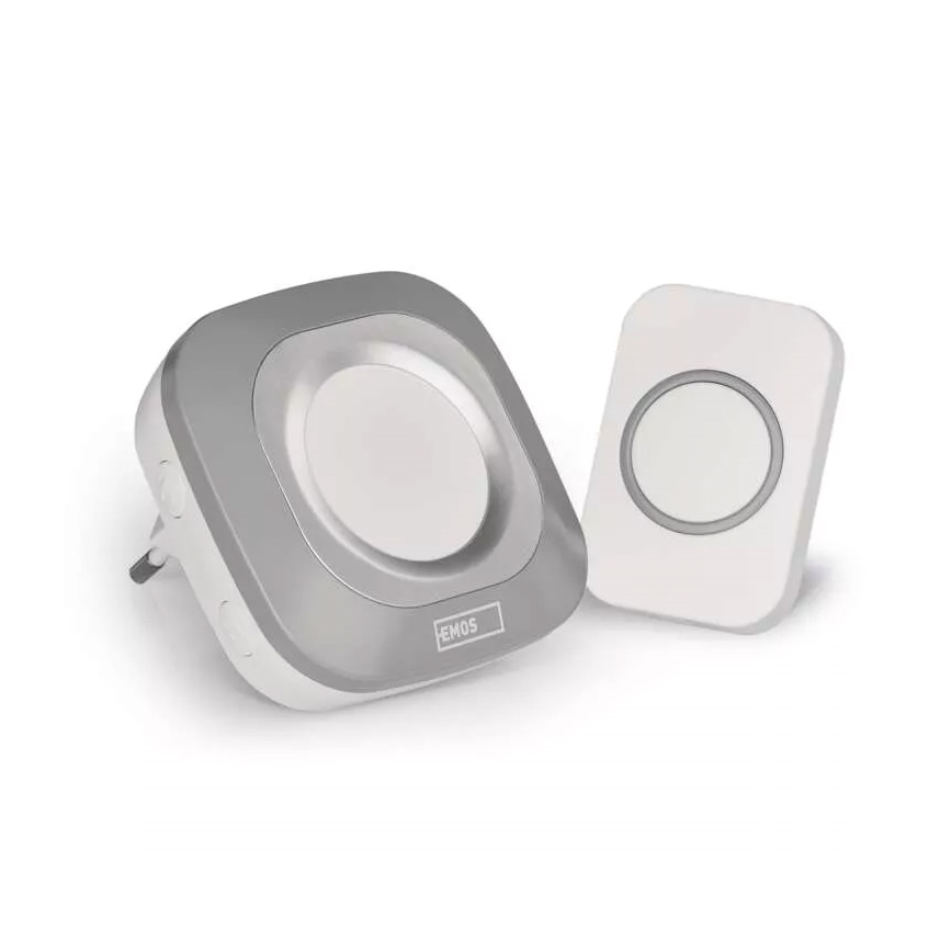 Kabellose Steckdosen-Türklingel 230V + 1xCR2032 IP44 grau