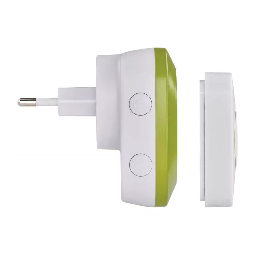 Kabellose Steckdosen-Türklingel 230V + 1xCR2032 IP44 grün