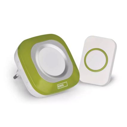 Kabellose Steckdosen-Türklingel 230V + 1xCR2032 IP44 grün