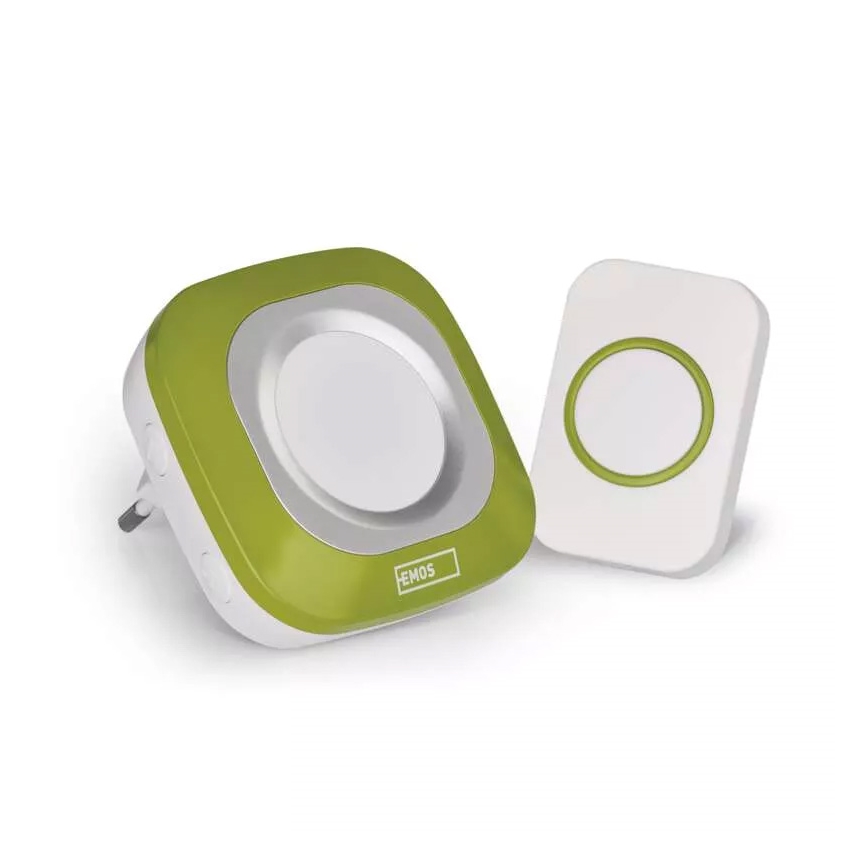 Kabellose Steckdosen-Türklingel 230V + 1xCR2032 IP44 grün