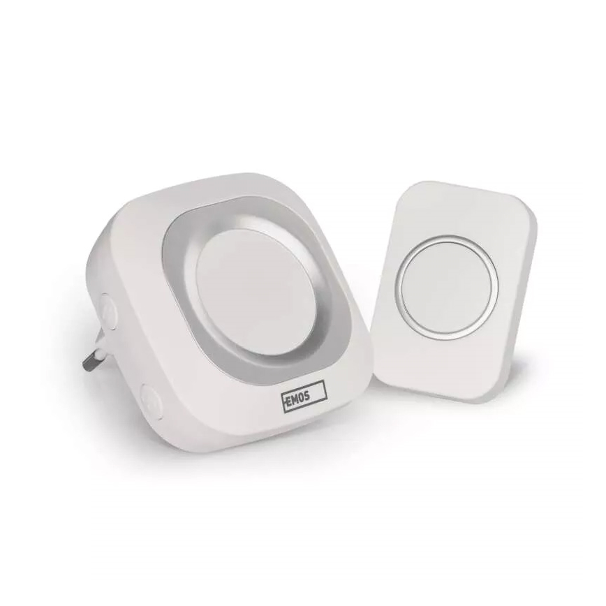 Kabellose Steckdosen-Türklingel 230V + 1xCR2032 IP44 weiß
